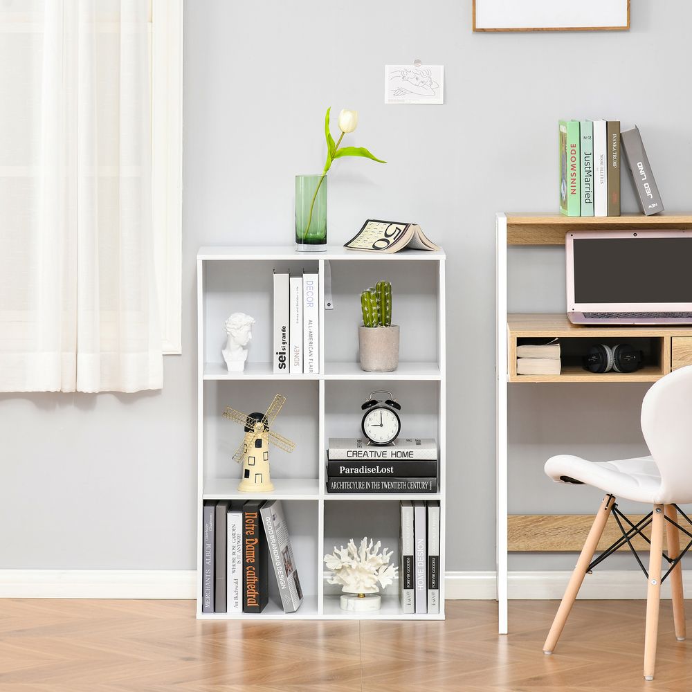 3-tier 6 Cubes Storage Unit Particle Board Cabinet Bookcase Organiser Home Office Shelves White