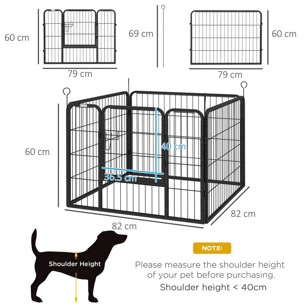 Metal Pet Playpen w/Door, Indoor/Outdoor Use, Secure, 82Lx82Wx60Hcm