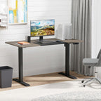 Electric Standing Desk, 140 x 70cm Height Adjustable Sit Stand Desk with 4 Memory Smart Panel, Stand Up Desk for Home Office, Black and Teak