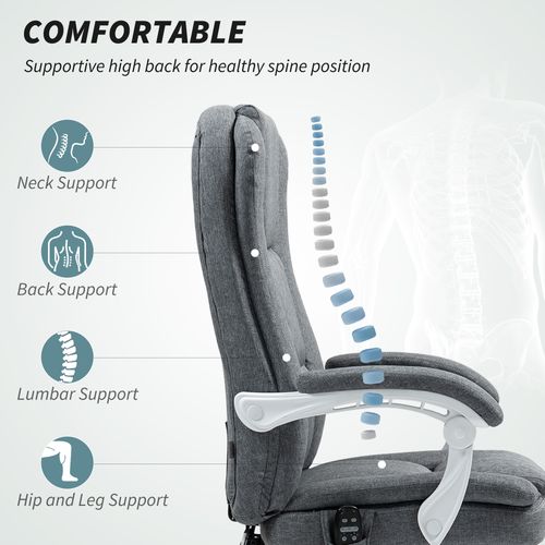 Massage Office Chair, Heated Reclining Desk Chair, Grey