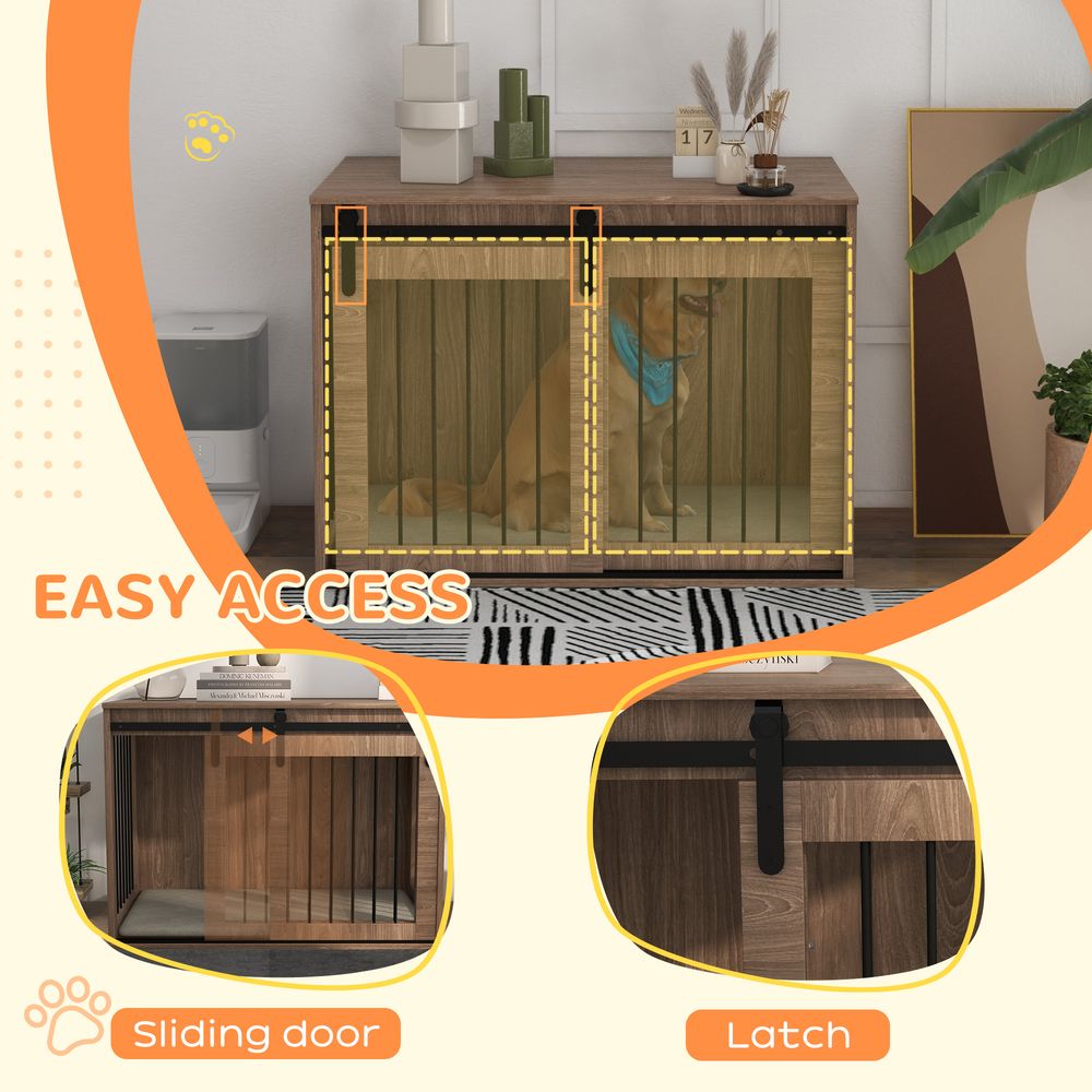 Furniture Dog Crate - Removable Cushion - Large Dogs - Brown