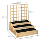 3 Tier Wooden Garden Planters with Trellis for Vine Climbing Plants in Wooden