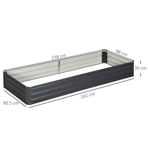Galvanised Raised Garden Bed Metal Planter Box with Open Bottom, Grey