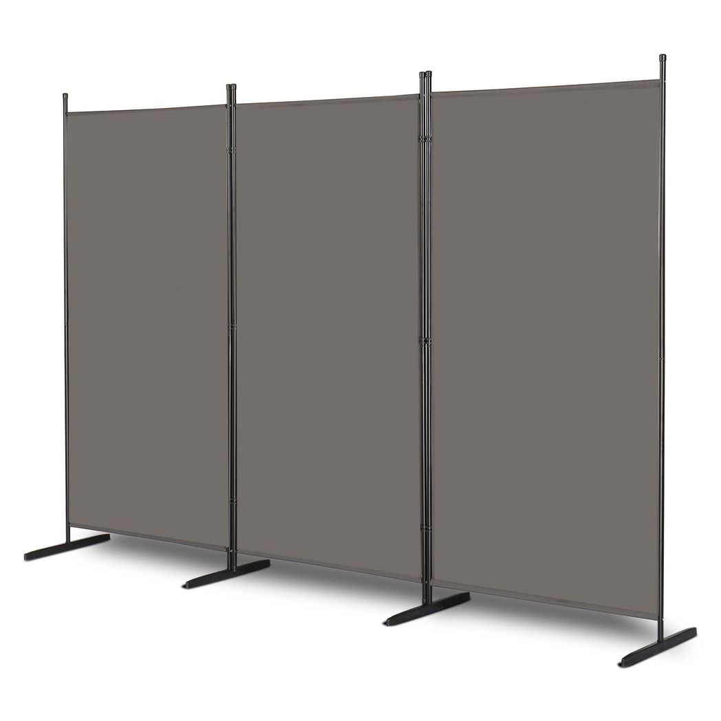 Steel Frame Folding Screen - Grey, 3 Panels