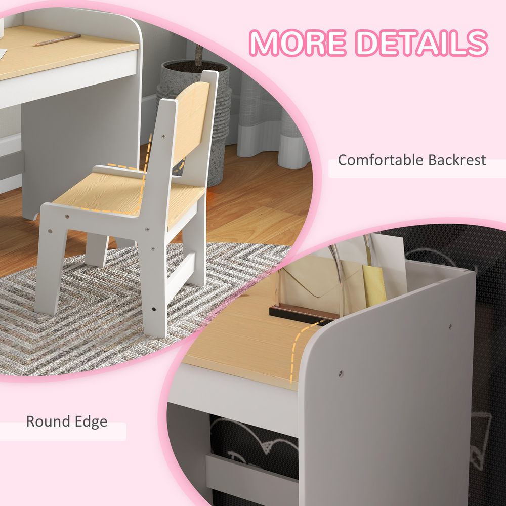 Kids Desk & Chair Set - 3-6 yr - Storage Drawer - White