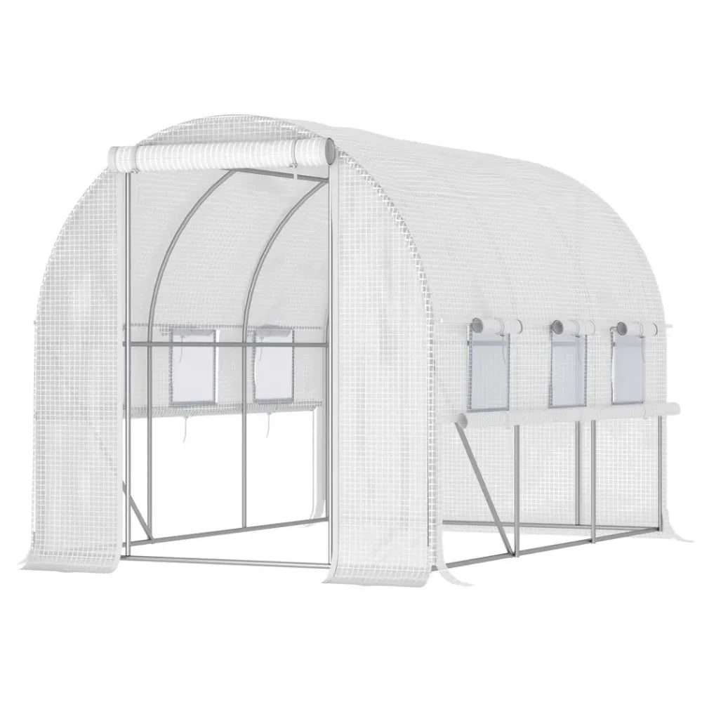 Spacious Outdoor Plant Greenhouse with Zippered Doors, Proficient Seller - White