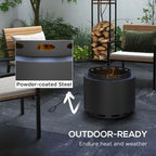48.5cm Smokeless Wood Burning Firepit Metal Fire Pit, Black