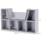 Kids Bookcase Shelf Storage Cabinet Unit, Living Room Sideboard w/Six Compartments for Toys, Books - Grey