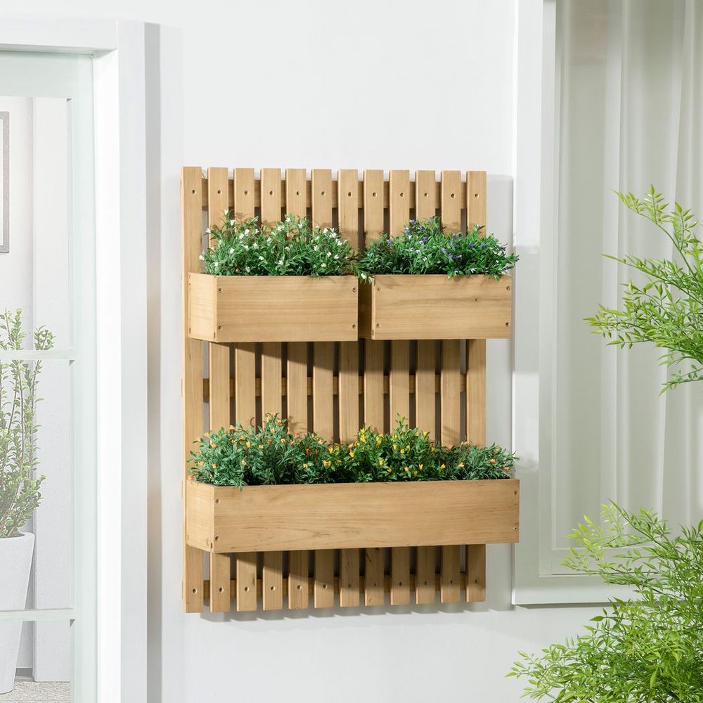 Wooden Garden Planters with Trellis Wall-mounted Raised Garden Bed