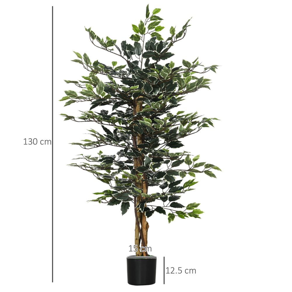 Artificial Ficus Tree - Lifelike Leaves, Natural Trunks - Green