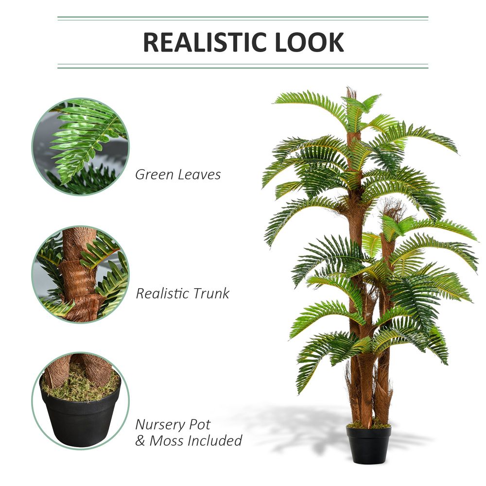 Realistic Artificial Fern Tree - 36 Leaves, 150cm - Fake Plant with Nursery Pot - for Home and Commercial Spaces