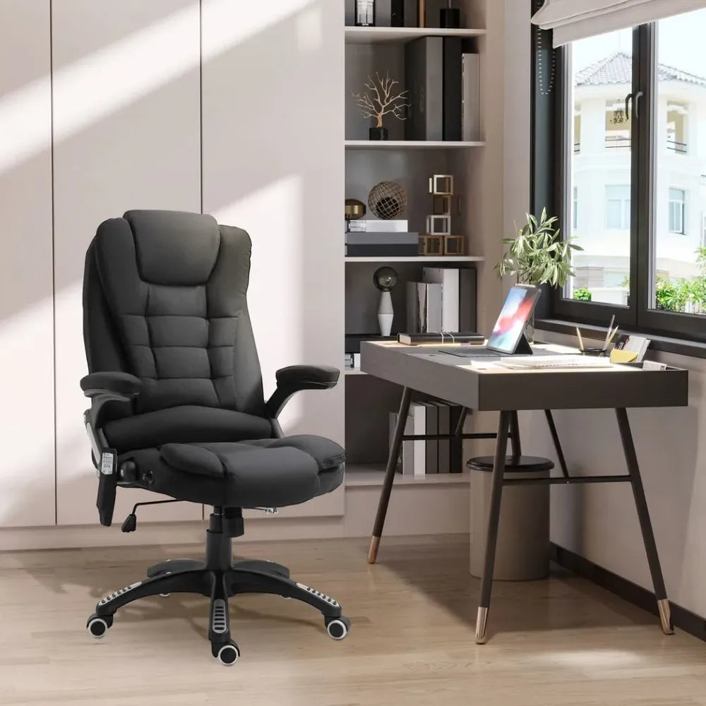 Reclining Chair w/ Heating Massage Points Relaxing Headrest Black - Executive