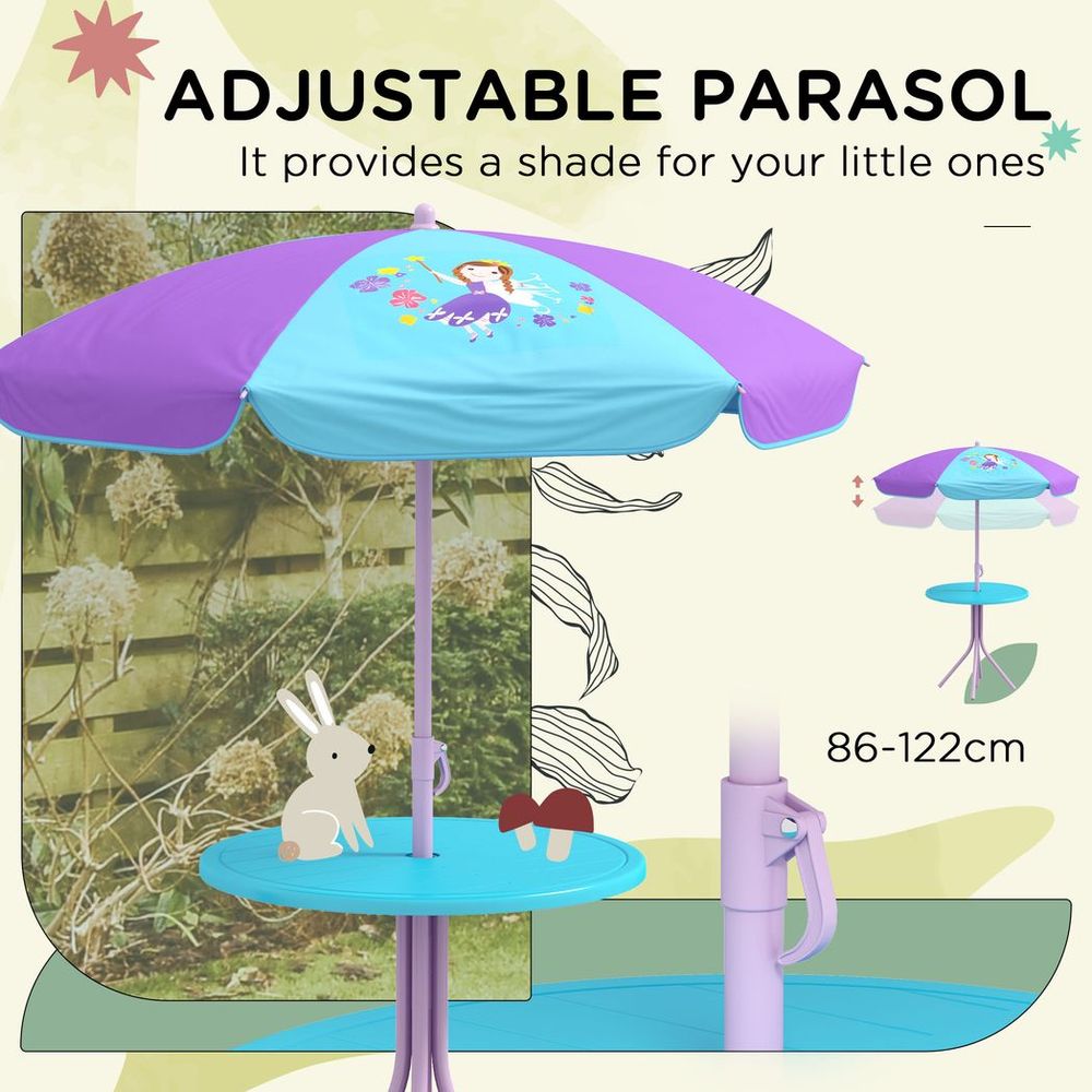 Kids Fairy Bistro Set - Adjustable Parasol & Portable Table/Chairs, for Playtime & Outdoor Adventures!
