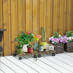 Wooden Plant Stand Set - 2 Pack - with Wheels - Flowerpot Holder