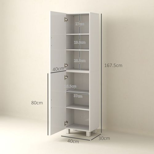 Tall Storage Cabinet with Adjustable Shelves and Double Doors