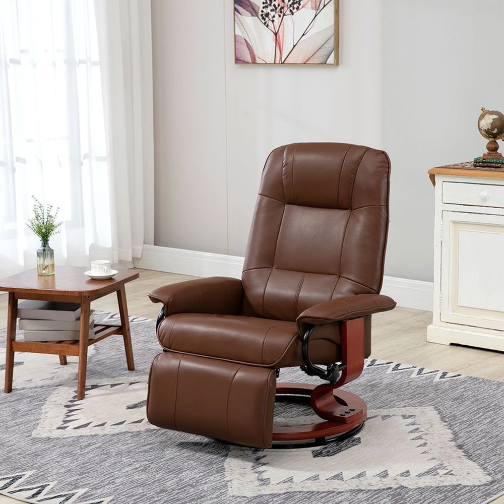 Comfort: Ergonomic Office Recliner Sofa Chair, PU Leather, Brown