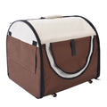 Folding Fabric Soft Pet Crate Dog Cat Travel Carrier Cage Kennel House Brown 46L x 36W x 41H cm