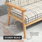 2 Seater Sofa - Rubber Wood Frame - Linen Fabric Love Seat - Small Couch