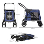 One-click Foldable Pet Stroller w/ Mesh Windows, for Small Pets - Blue