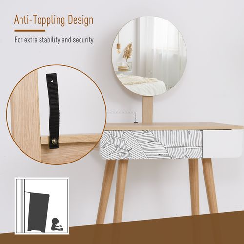 Wooden Nordic Dressing Table Brown/White