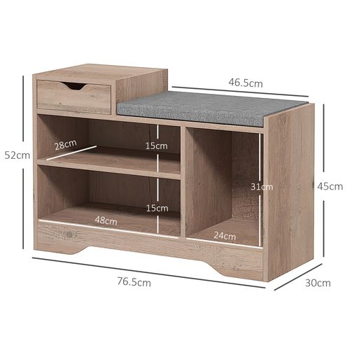 Upholstered Entryway Shoe Bench with Storage Drawer Distressed