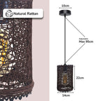 Vintage Wicker Rattan Pendant Light - Handmade, Adjustable, E27 Base - for Living Room, Dining Room, Cafe, Bar