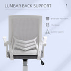 Office Chair, Ergonomic Desk Chair, Executive Computer Chair with 90° Flip-up Armrest and Lumbar Support, Adjustable Height for Home/Office, Grey