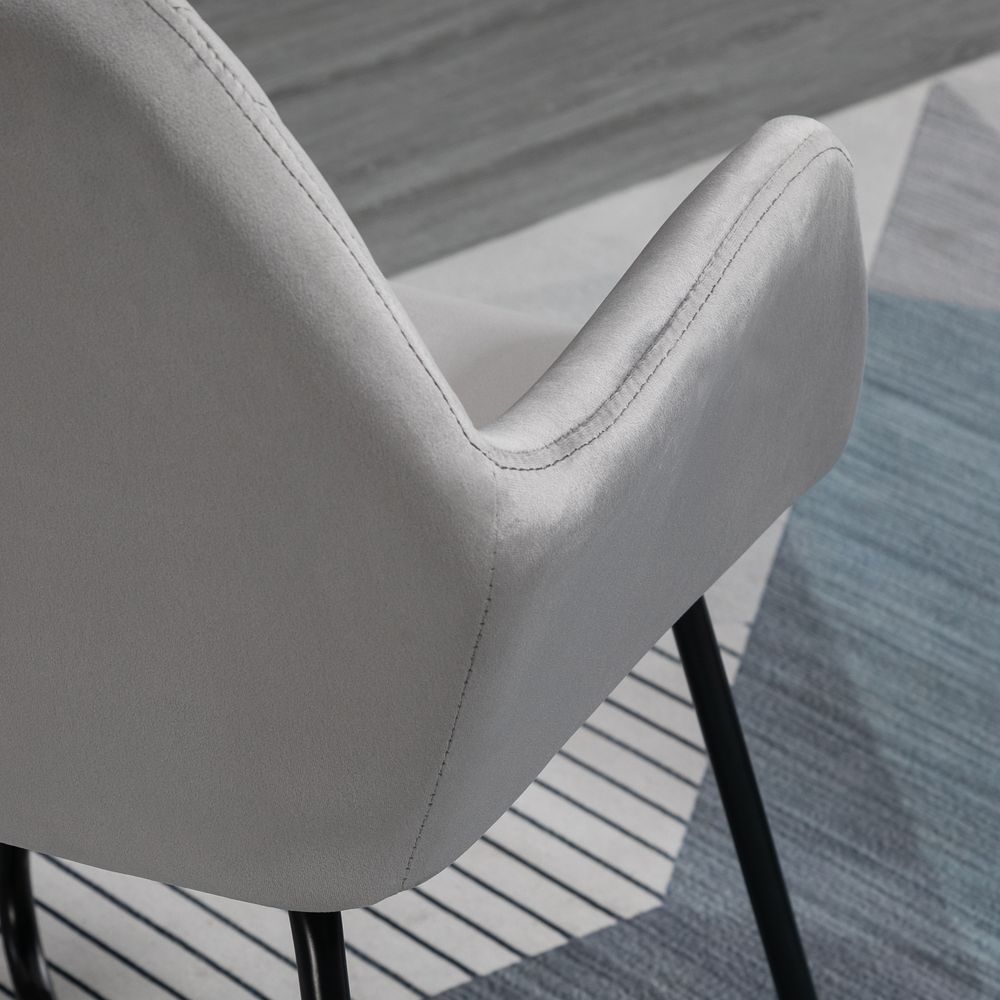 Comfort Grey Velvet Accent Chair: Modern Design, Metal Base, Upholstered Lounge Armchair - Shop Now!