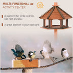 Wooden Bird Feeder Bird Table with Roof for Outside Use Brown 130cm