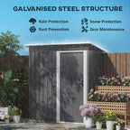 5 x 3ft Garden Storage Shed Sliding Door Sloped Roof Tool, Grey
