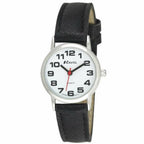 Ladies Classic Faux Leather Strap Watch - Multiple Colors Available Black Silver