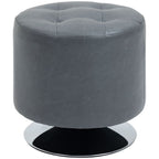360 Swivel Foot Stool Ottoman, Grey - Thick Padding, Steel Base - PU Leather