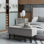 15" Ottoman Storage Box - Wood Legs - 47L Capacity - Grey