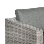 3 Pc PE Rattan Corner Sofa Set, w/ Tempered Glass Table-top & Soft Cushion Grey