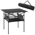 Portable Aluminum Camping Table with Roll-Top, Folding Design, Mesh Bag - Easy to Carry