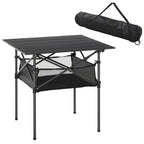 Portable Aluminum Camping Table with Roll-Top, Folding Design, Mesh Bag - Easy to Carry