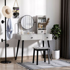 Grey Dressing Table Set: 3 Drawers, Storage Shelves & Stool - Stylish