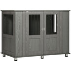 Large Dog Crate Cage - Indoor End Table Kennel, Grey