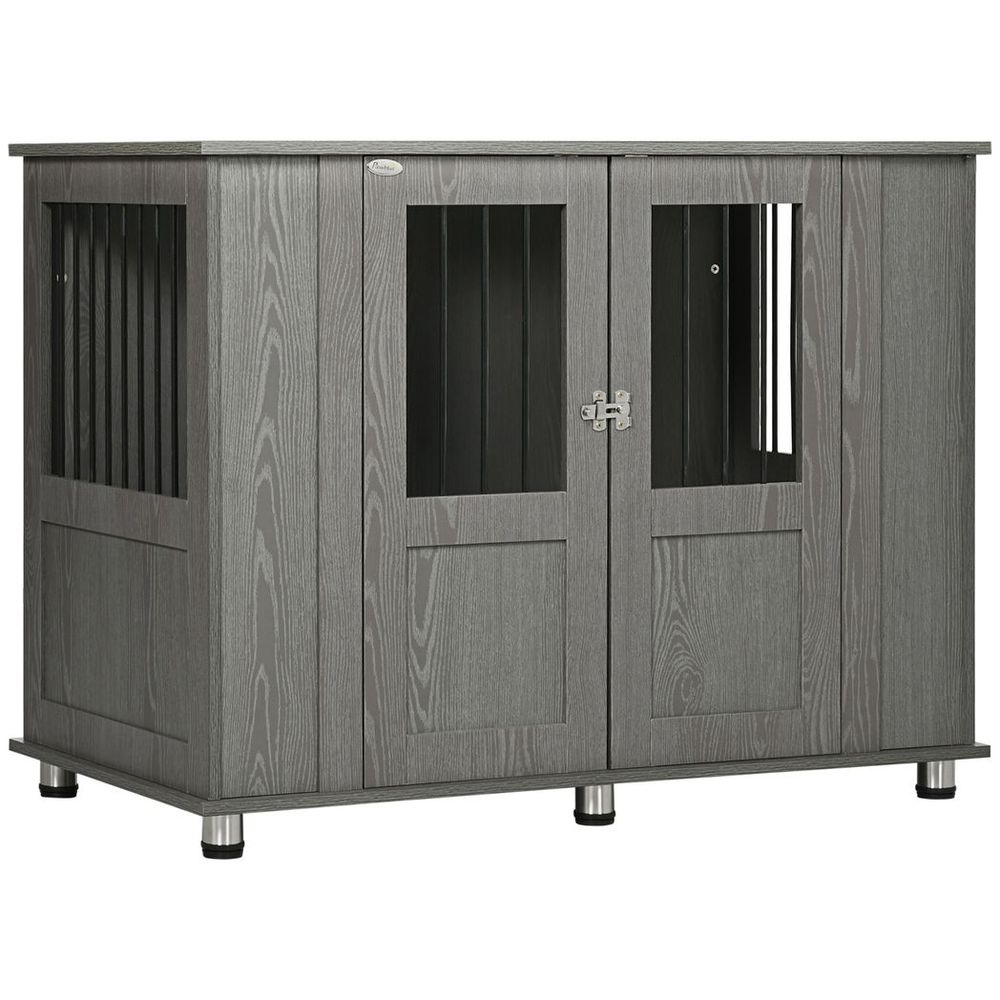 Large Dog Crate Cage - Indoor End Table Kennel, Grey
