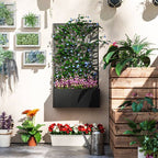 Metal Raised Garden Bed with Trellis, Outdoor Elevated Planter Box in Metal