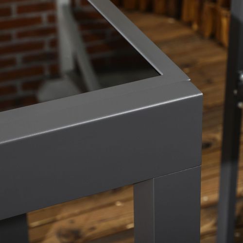Extendable Outdoor Dining Table Patio Table with Aluminium Frame Black