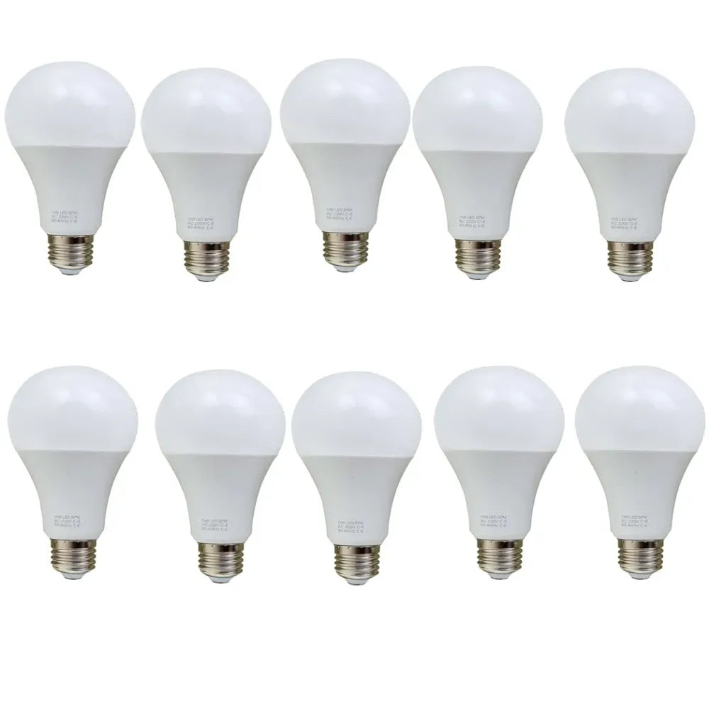 E27 18W Energy Saving Warm White LED Light Bulbs A60 E27 Screw-in non dimmable bulbs Pack 10
