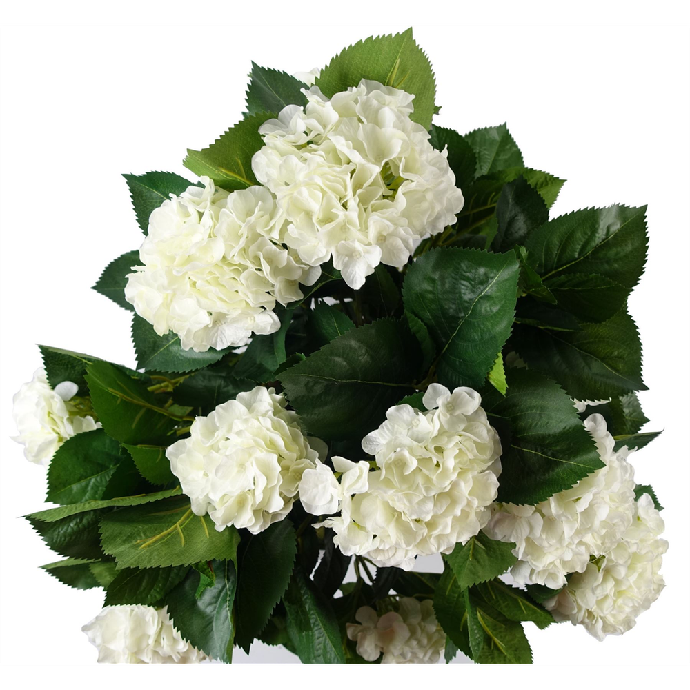Artificial White Hydrangea Plant - 75cm Tall, Silk Flowers, Wood Trunk