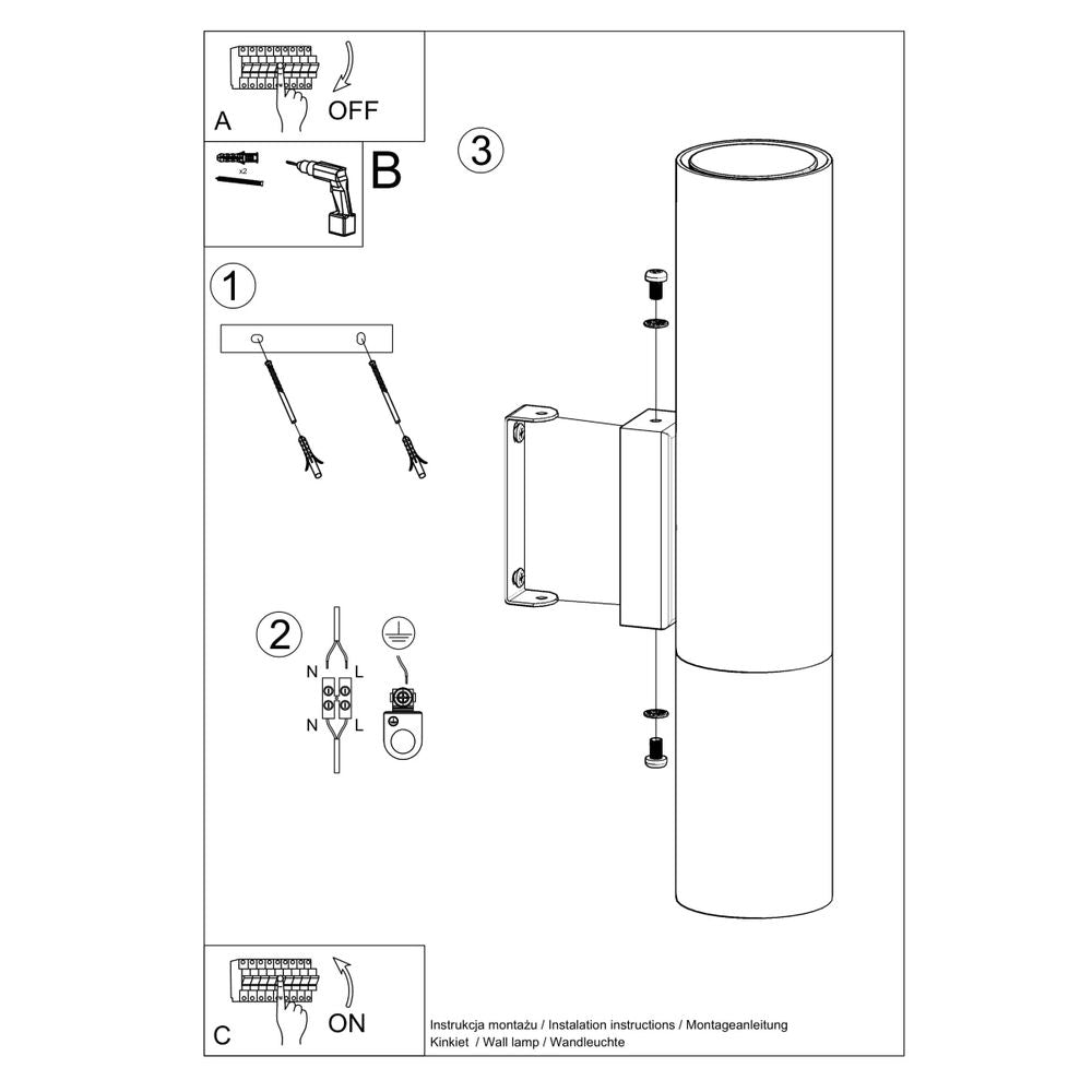 Modern Wall Lamp: Steel, GU10