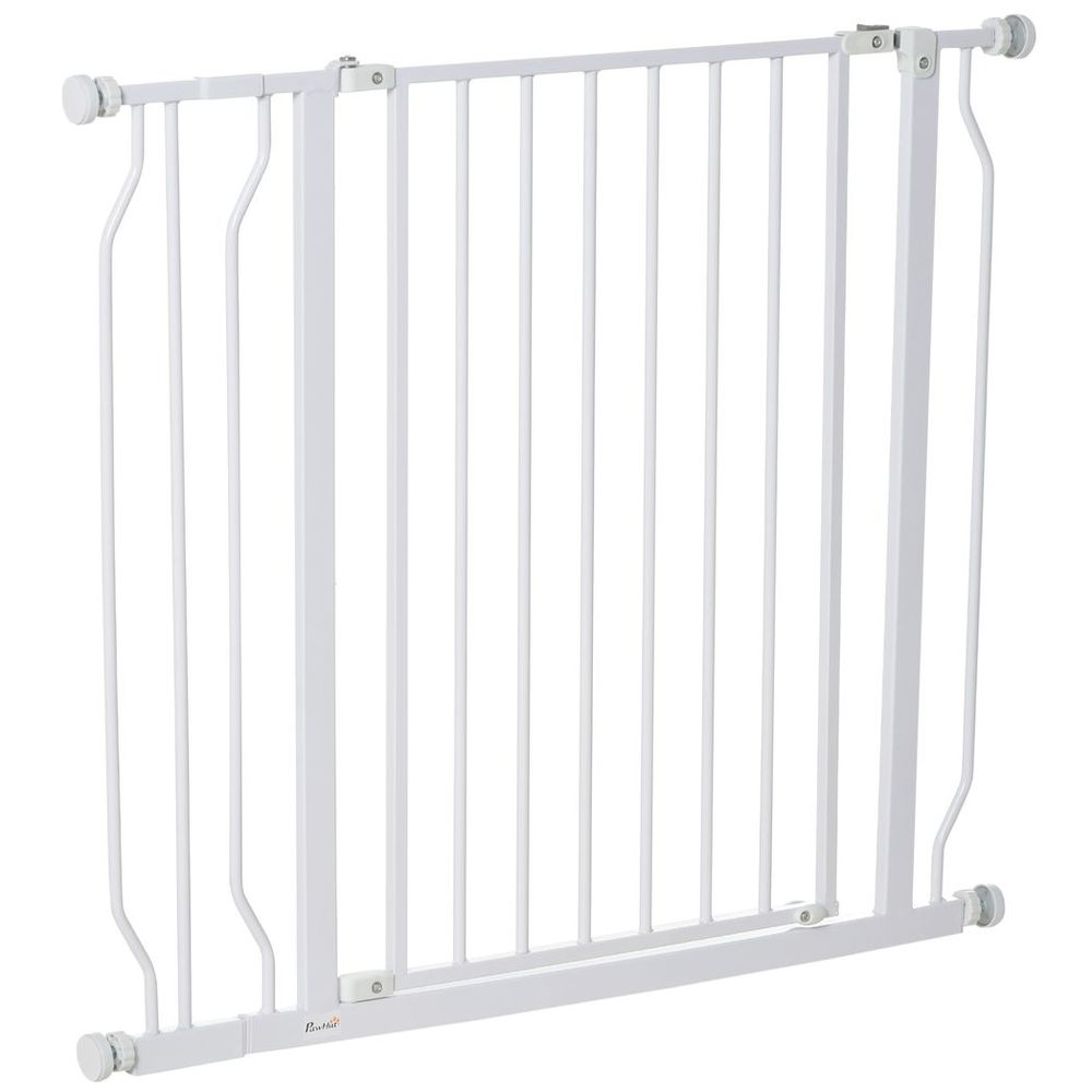 Wide Dog Gate: Pressure Fit Stair Gate with Door, 75-95cm, White