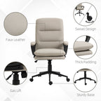 PU Leather Office Chair for Home with Arm, Adjustable Height, Grey