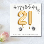 Gold Balloon Earring Set - 21st Birthday with Message Card