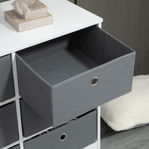 Chests of Drawer, Fabric Dresser Storage Cabinet with 6 Drawers White and Grey