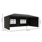 6m x 3m Garden Gazebo Marquee Canopy Party Tent Canopy Patio Dark Grey