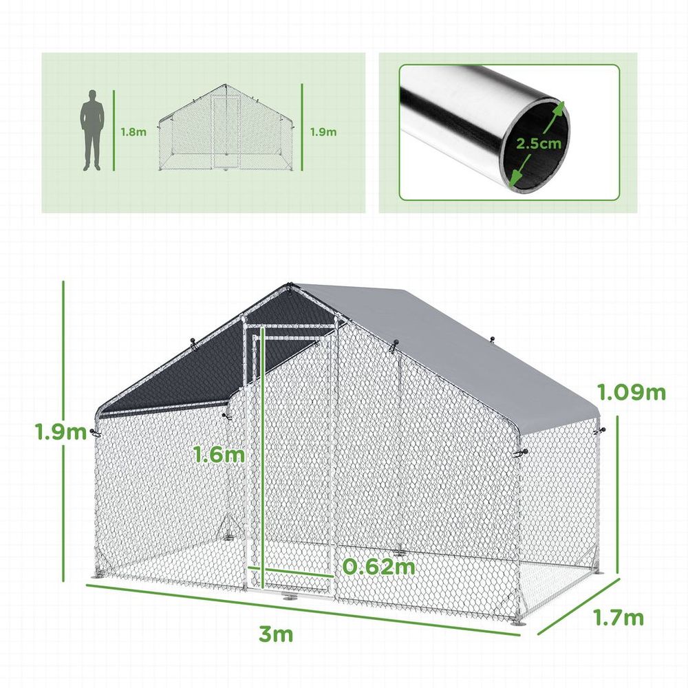 Galvanized Chicken Run with Cover - Keep Your Chickens Safe and Happy Outdoors